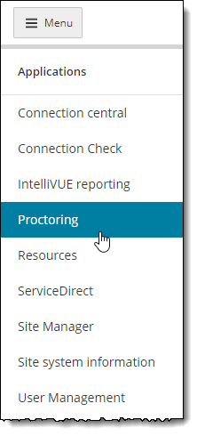 Proctoring menu.